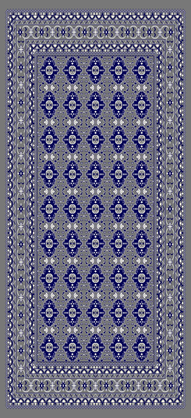 Blue-Gray Turkish Carpet with Design